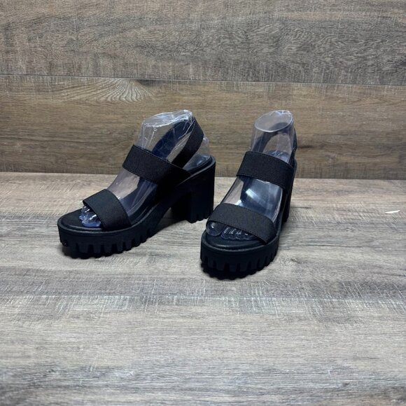 Madden Girl Black Platform Sandals Women's Size 8 - Picture 1 of 7